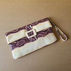 Faux Snake Clutch Purse